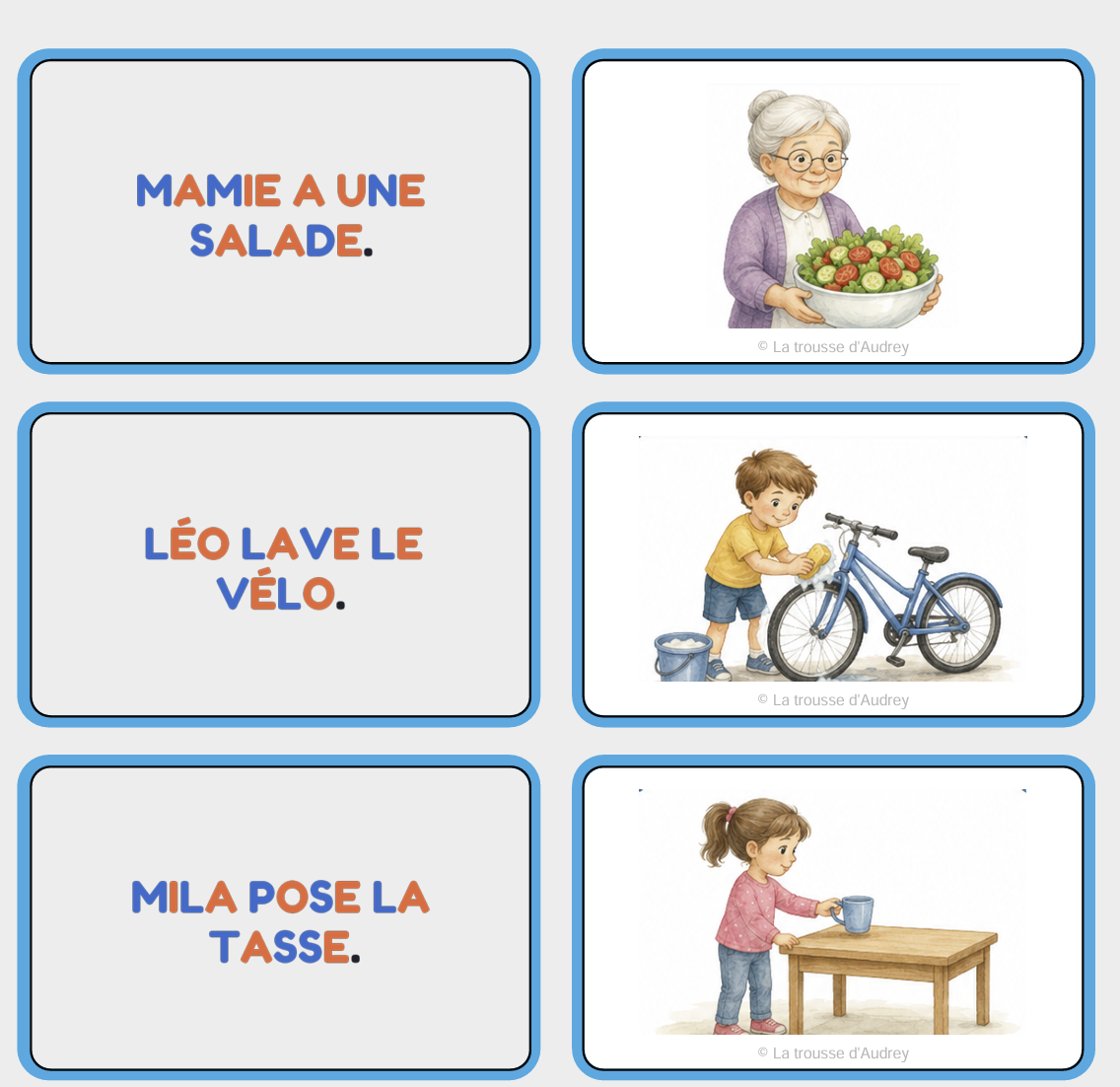 Passer des mots aux petites phrases : aperçu de la ressource de La Trousse d’Audrey