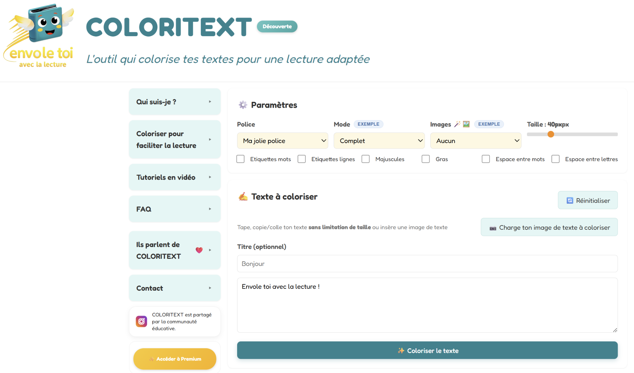 Coloritext – coloriser un texte