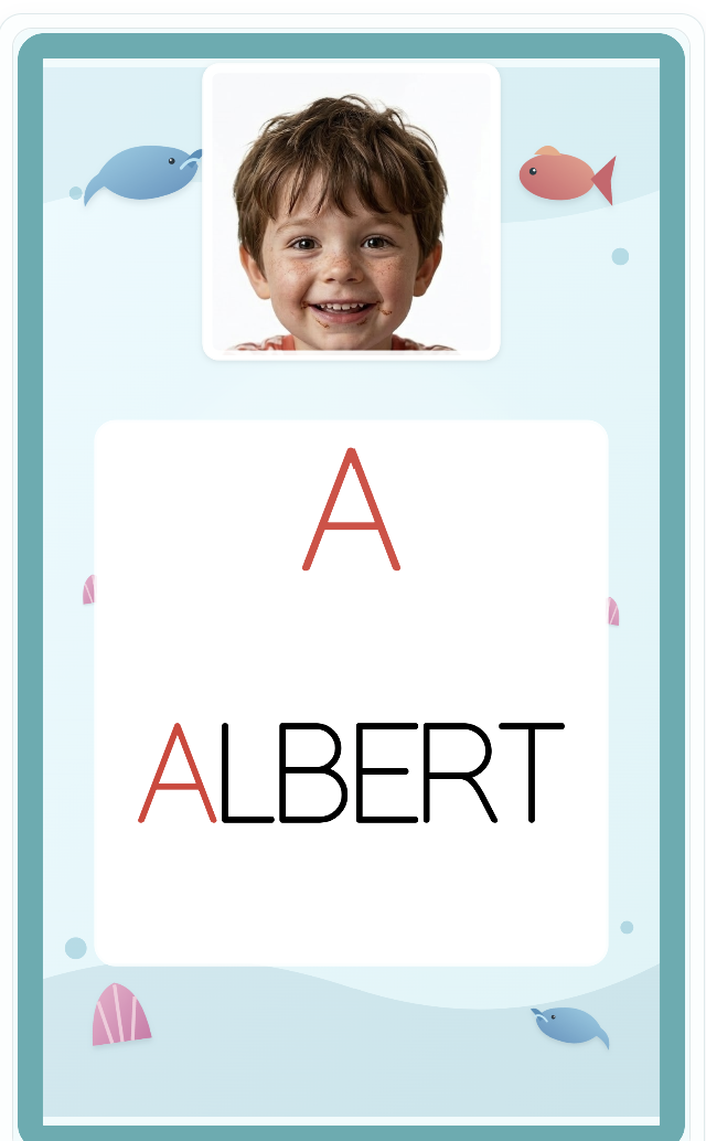 Étiquette Albert avec fond aquatique pastel
