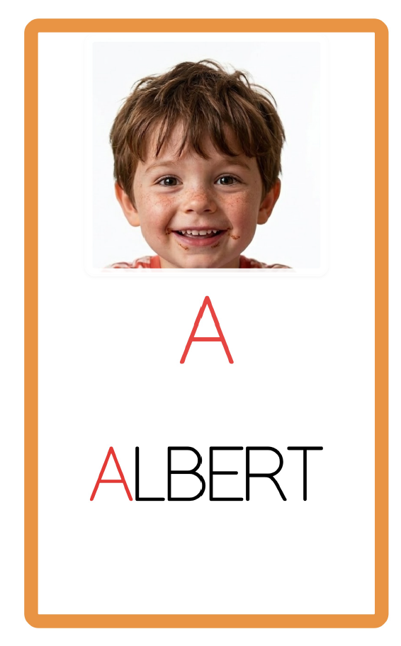Étiquette Albert avec photo et grand prénom